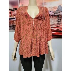Winter Kate Silk Cardigan Shirt Womens Size Small Red Floral Pleats NEW #3